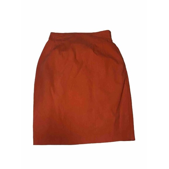 Vintage Cache Orange Rayon Size 4 Pencil Mini Skirt Elastic Waist Zip Holiday - Picture 10 of 10